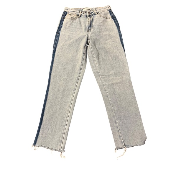 PacSun Mom Jeans Women's Size 24 Light Wash Blue Denim Stripe Side Detail - Picture 1 of 11